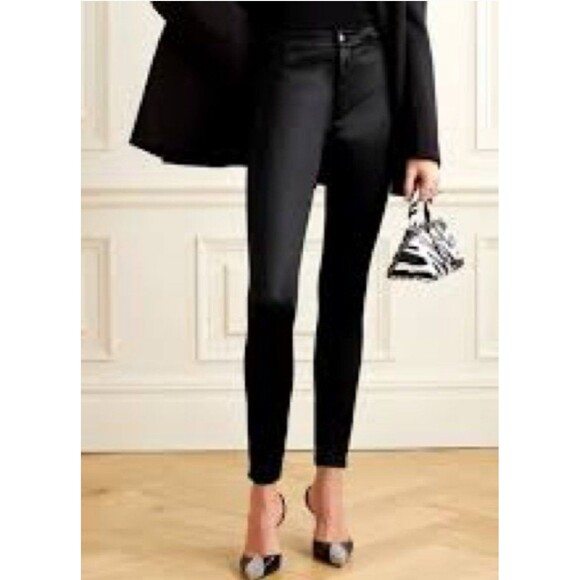 Skims High Rise Skinny Disco Pants Pockets Onyx Black Contemporary Size XSmall - Picture 5 of 5